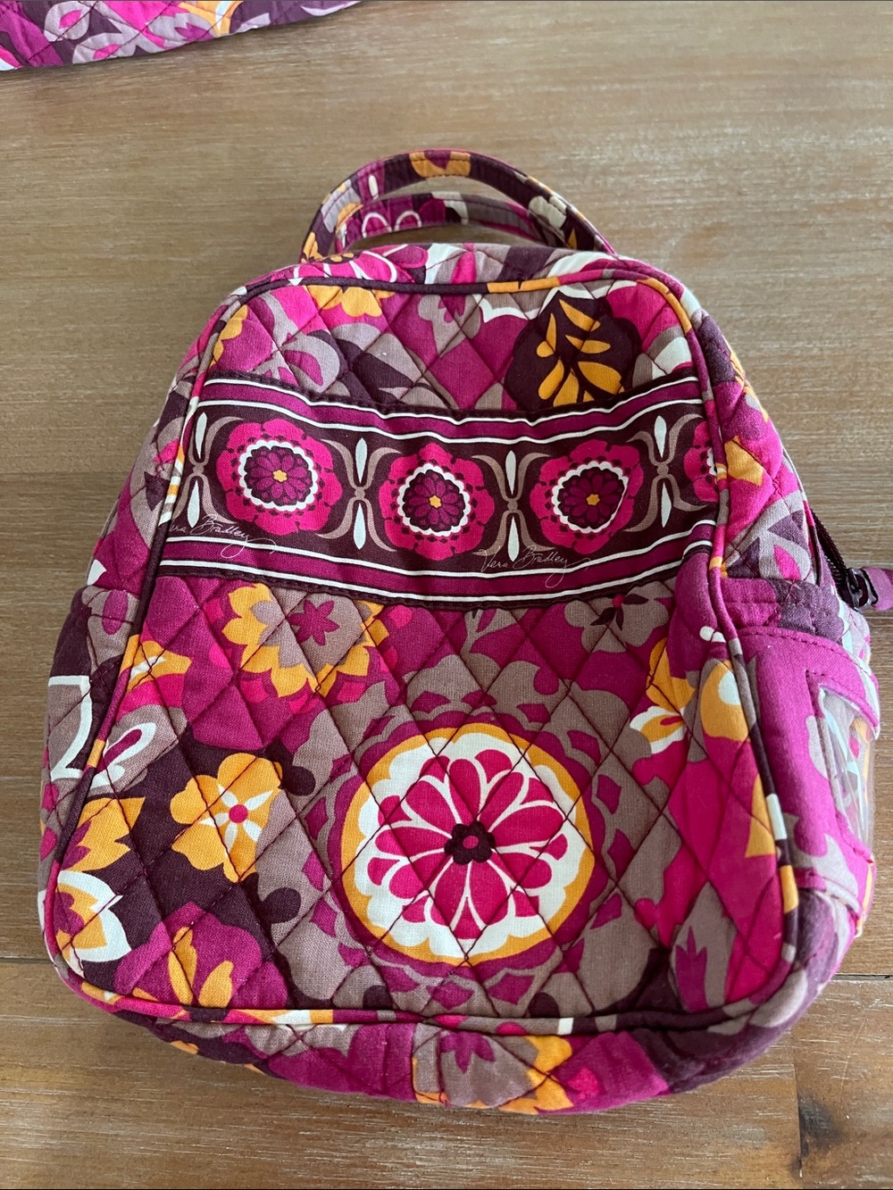 Vera Bradley Quilted Small lunch bag Pink, Yellow & Brown Floral Retired